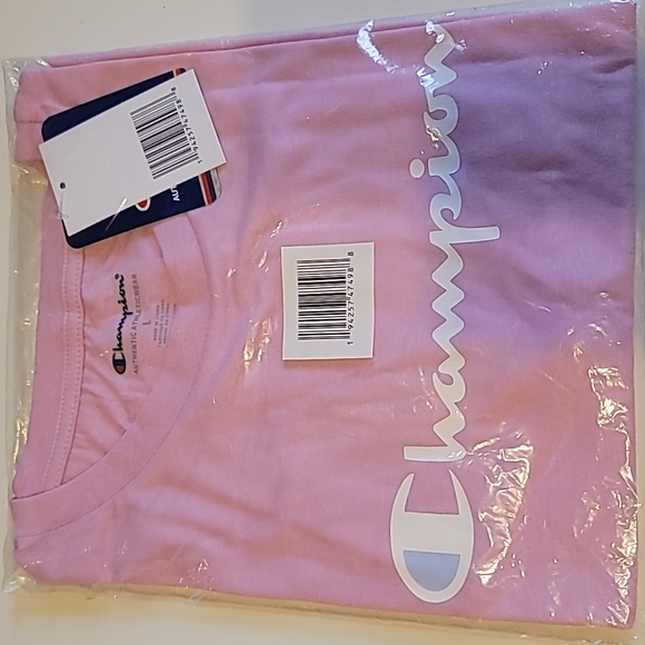 Champion Original Pink and White Girls Short Sleeve Tee, Large - Picture 4 of 5